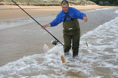 Steve Souters light tackle tactics bag a triple hit of shore Turbot.