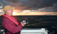 Bass fishing at dusk off Alderney