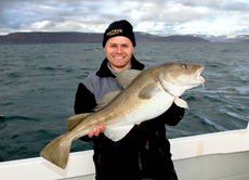 Daiwa's Steve Souter was well pleased with this 24lb pirk caught cod.